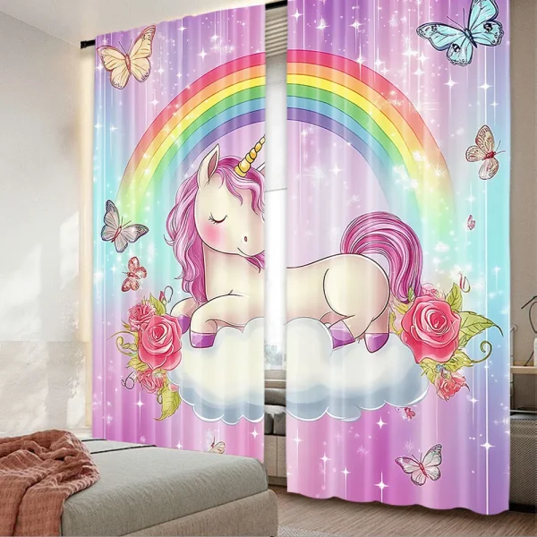 rideaux licorne arc-en-ciel