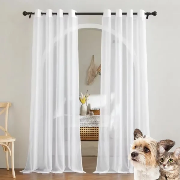 rideaux transparents en tulle blanc