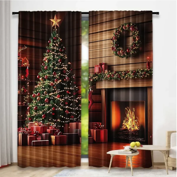 rideaux de Noël motif sapin