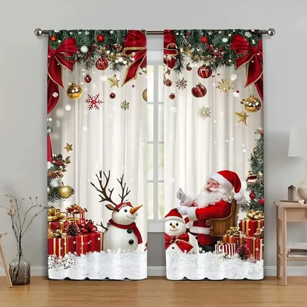 lot de rideaux imprimés Père Noël