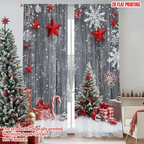 lot de 2 rideaux motif joyeux Noël